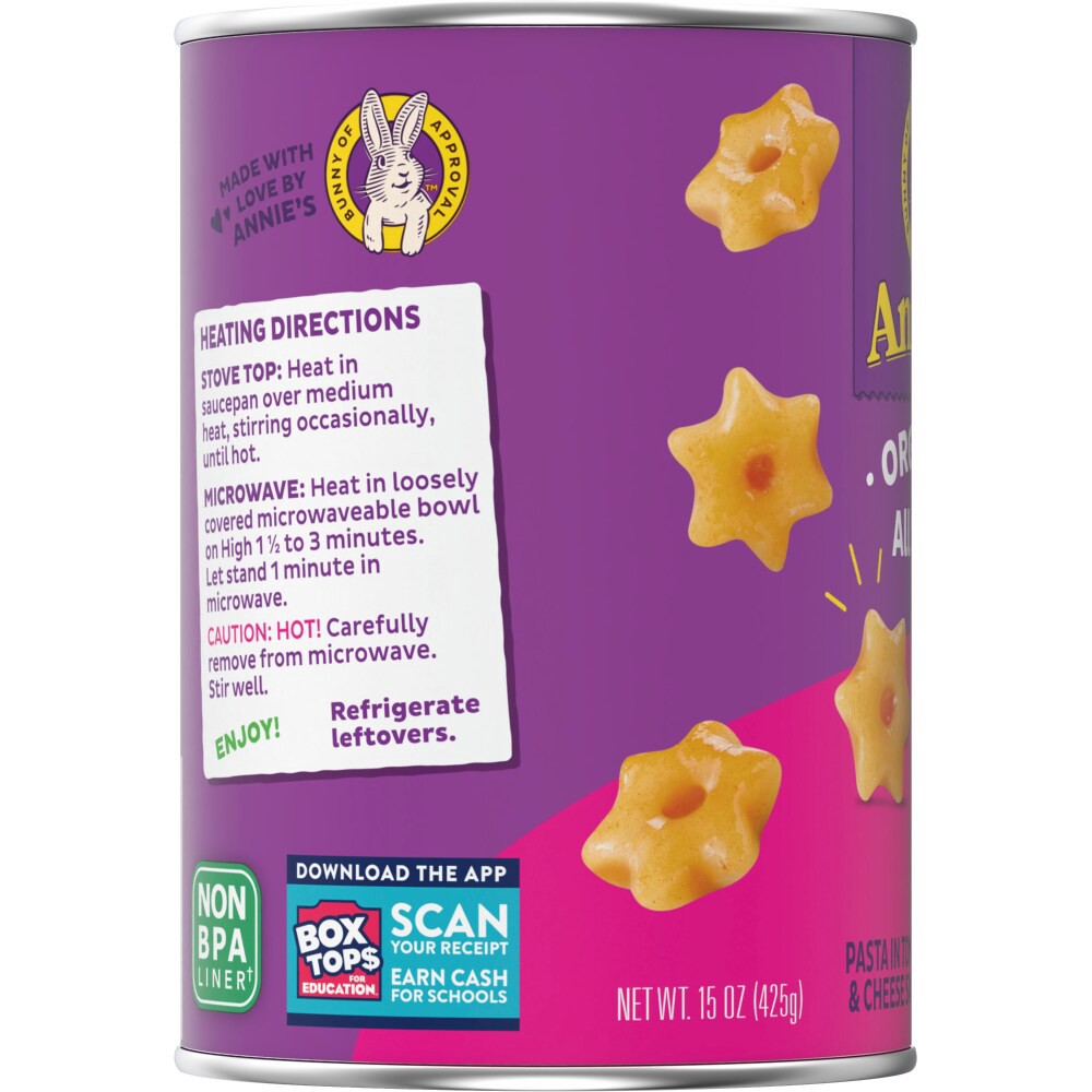 slide 6 of 6, Annie's Organic All Stars, Canned Pasta in Tomato and Cheese Sauce, 15 oz, 15 oz
