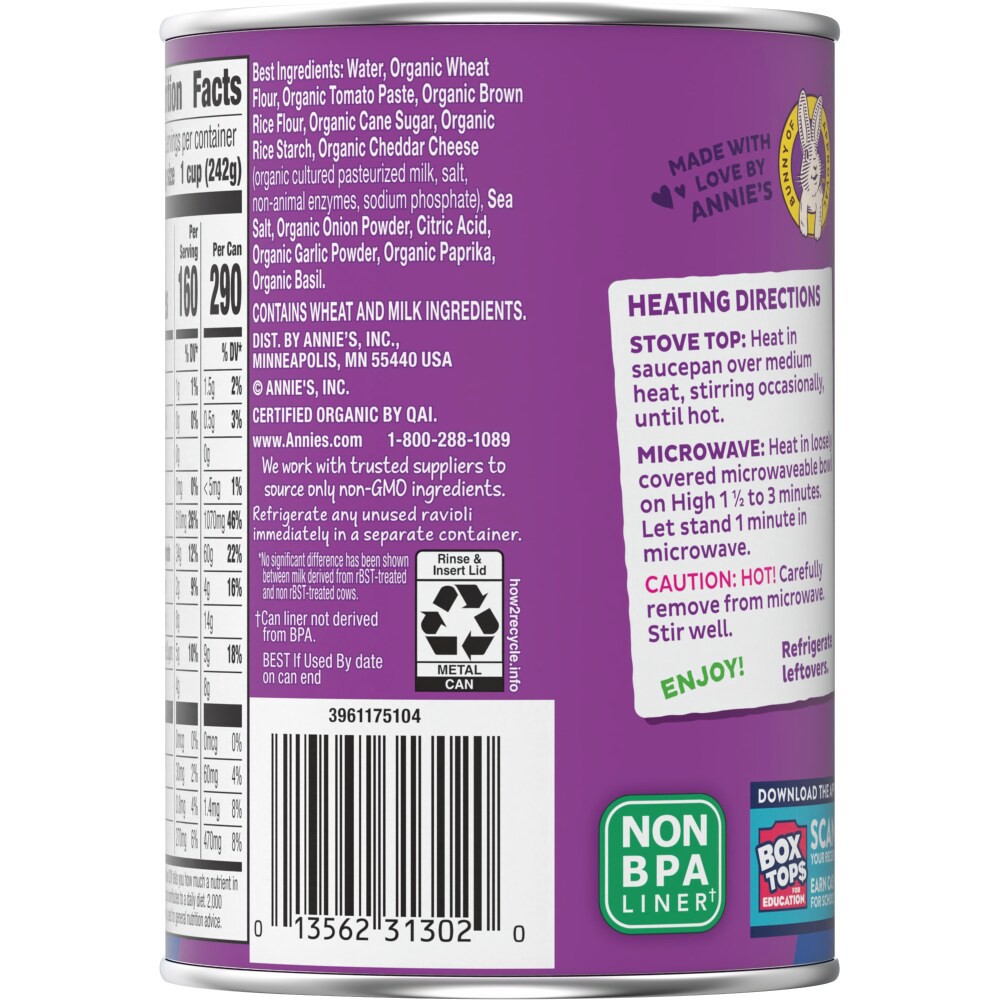 slide 2 of 2, Annie's Organic Cheesy Ravioli in Tomato and Cheese Sauce, 15 oz, 15 oz