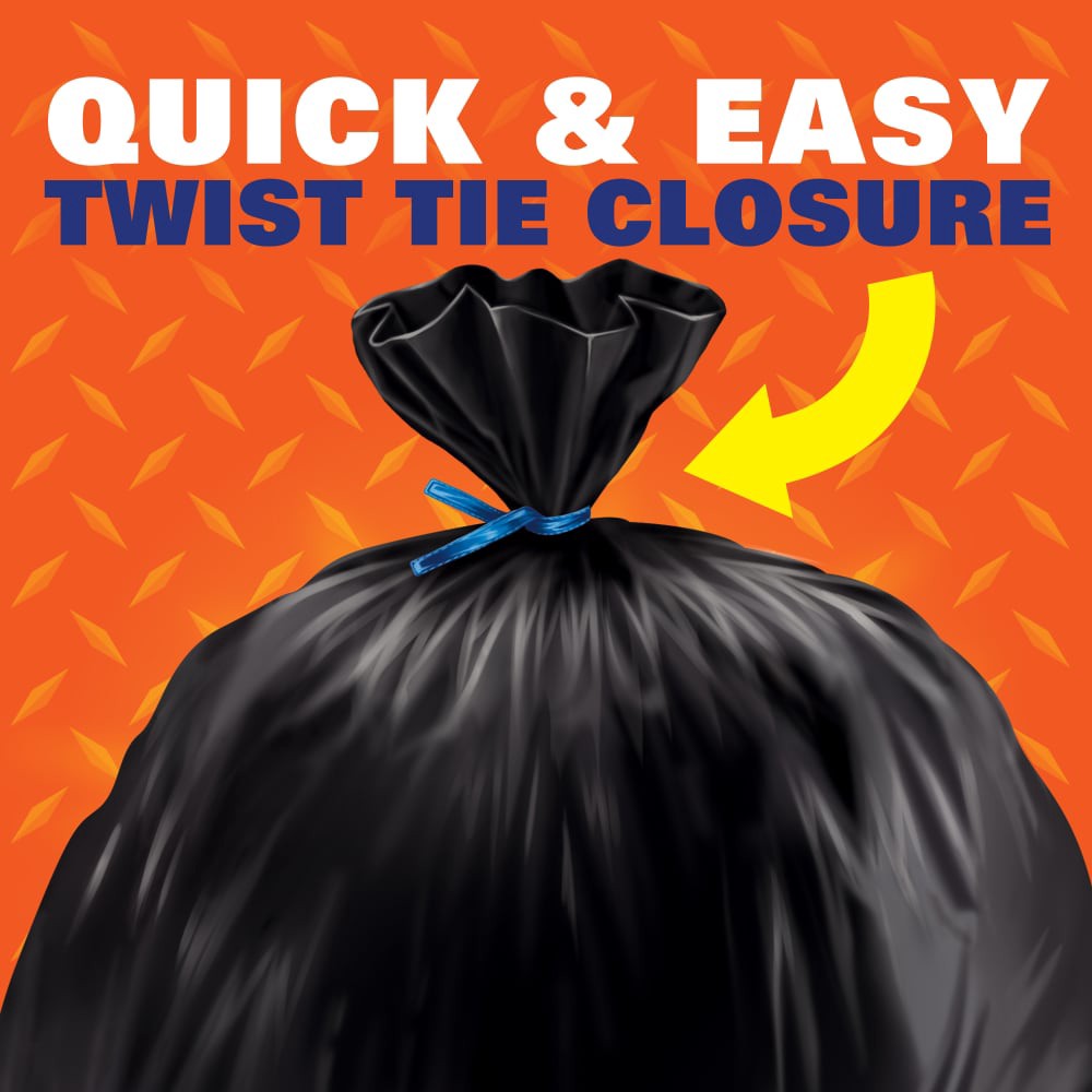 slide 5 of 6, Hefty 45 Gal. Contractor Black Trash Bag (20-Count) E24519, 1 ct