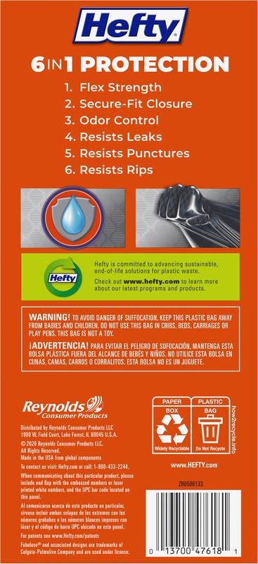 slide 4 of 4, Hefty Ultra Strong 30 Gallon Multipurpose Fabuloso Watermelon Large Drawstring Bags 25 Bags, 25 ct