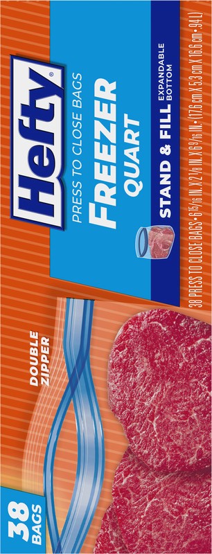 slide 3 of 4, Hefty Double Zipper Freezer Quart Press to Close Bags 38 Bags, 38 ct