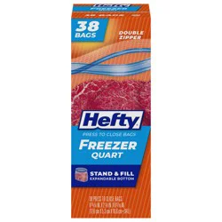 Hefty Double Zipper Freezer Quart Press to Close Bags 38 Bags