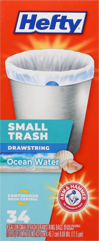slide 3 of 4, Hefty Drawstring Small Trash Bag, 34 ct