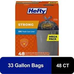 Hefty Strong Mega Pack 33 Gallon Extra Large Drawstring Trash Bags Mega pack. 48 ea