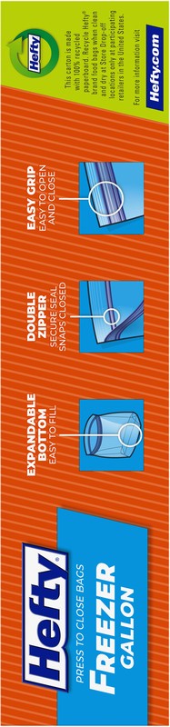 slide 2 of 4, Hefty Double Zipper Freezer Gallon Press to Close Bags 28 Bags, 28 ct