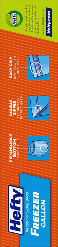 slide 4 of 4, Hefty Double Zipper Freezer Gallon Press to Close Bags 28 Bags, 28 ct