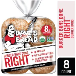 Dave's Killer Bread Burger Buns Done Right, Organic White Bread Hamburger Buns, 8 Count