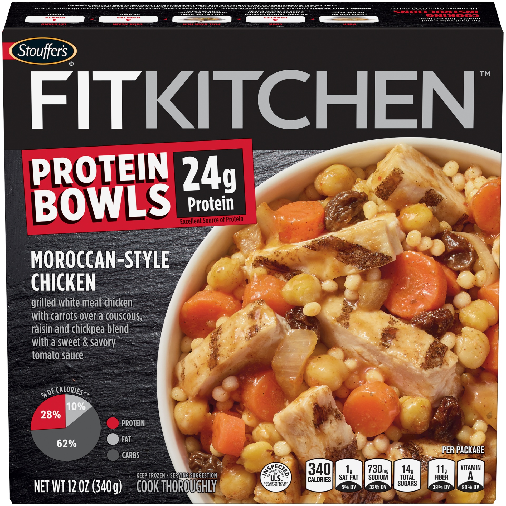 slide 3 of 10, Stouffers Fit Kitchen Bowls Moroccanstyle Chicken, 12 oz