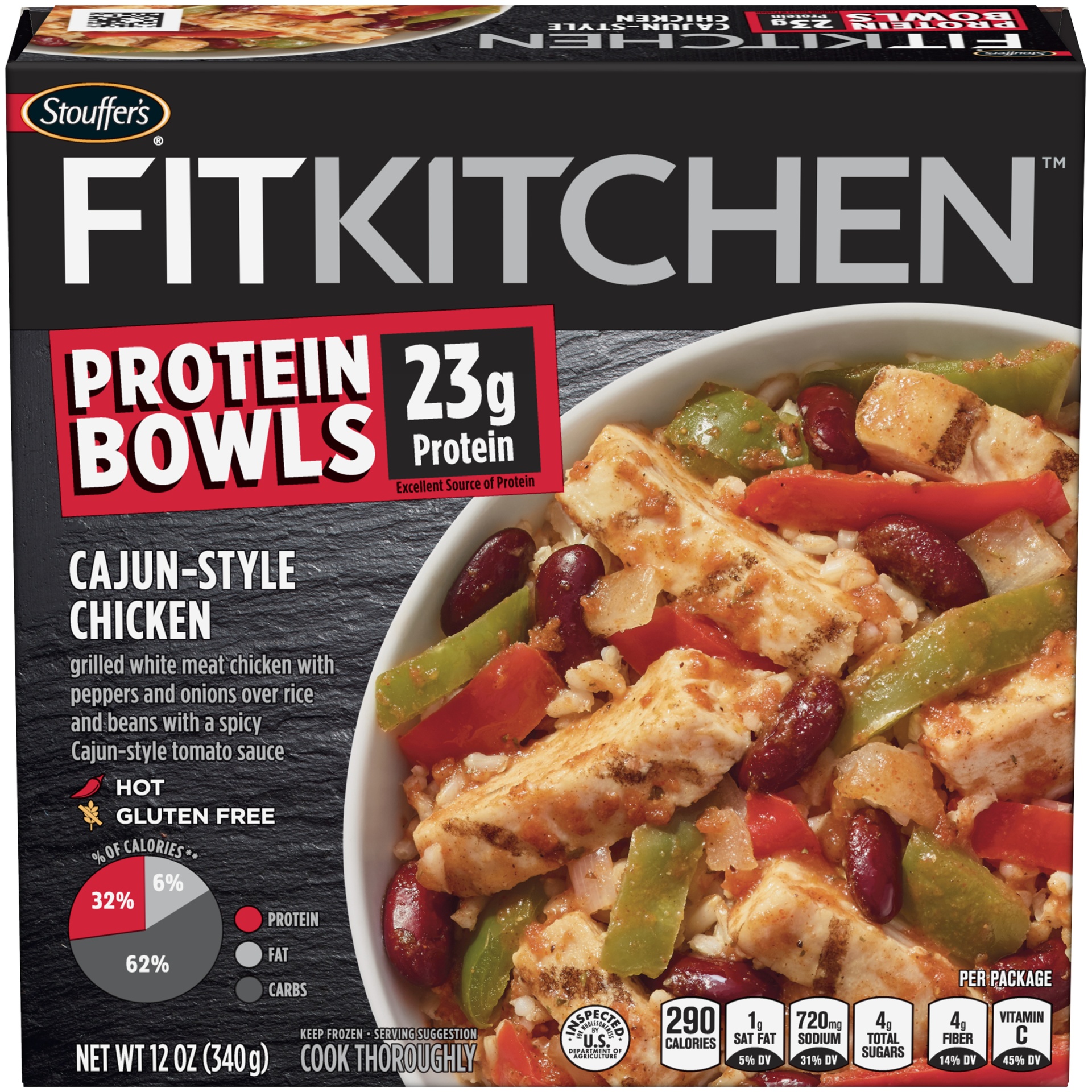 slide 2 of 10, Stouffer's Fit Kitchen Bowls Cajunstyle Chicken, 12 oz