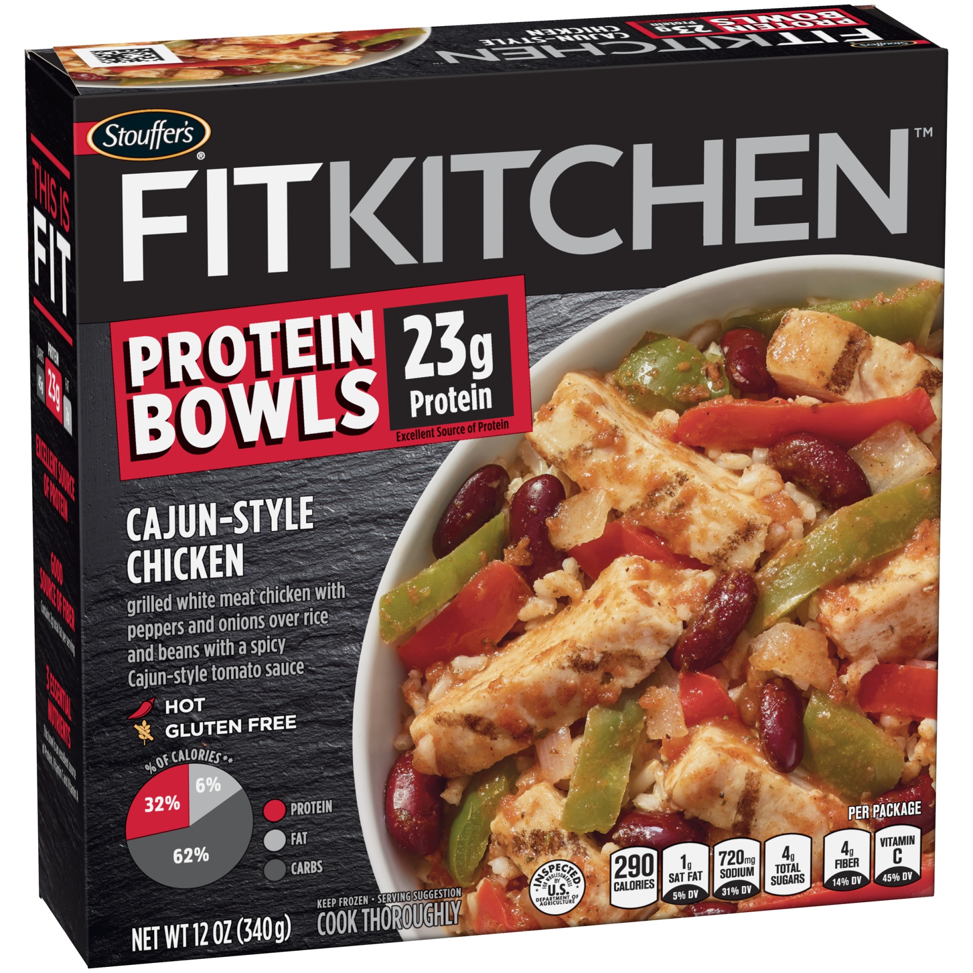 slide 3 of 10, Stouffer's Fit Kitchen Bowls Cajunstyle Chicken, 12 oz