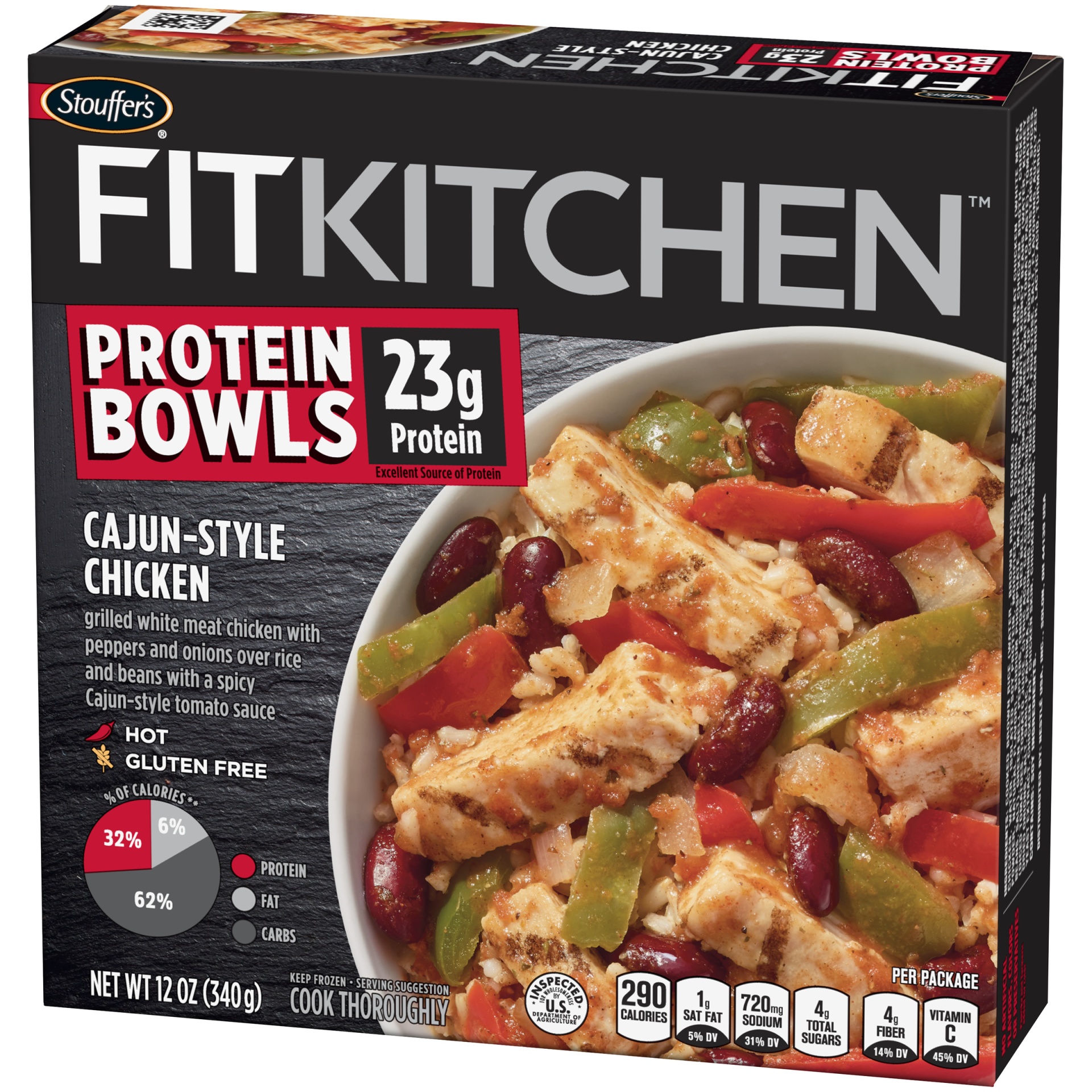 slide 4 of 10, Stouffer's Fit Kitchen Bowls Cajunstyle Chicken, 12 oz