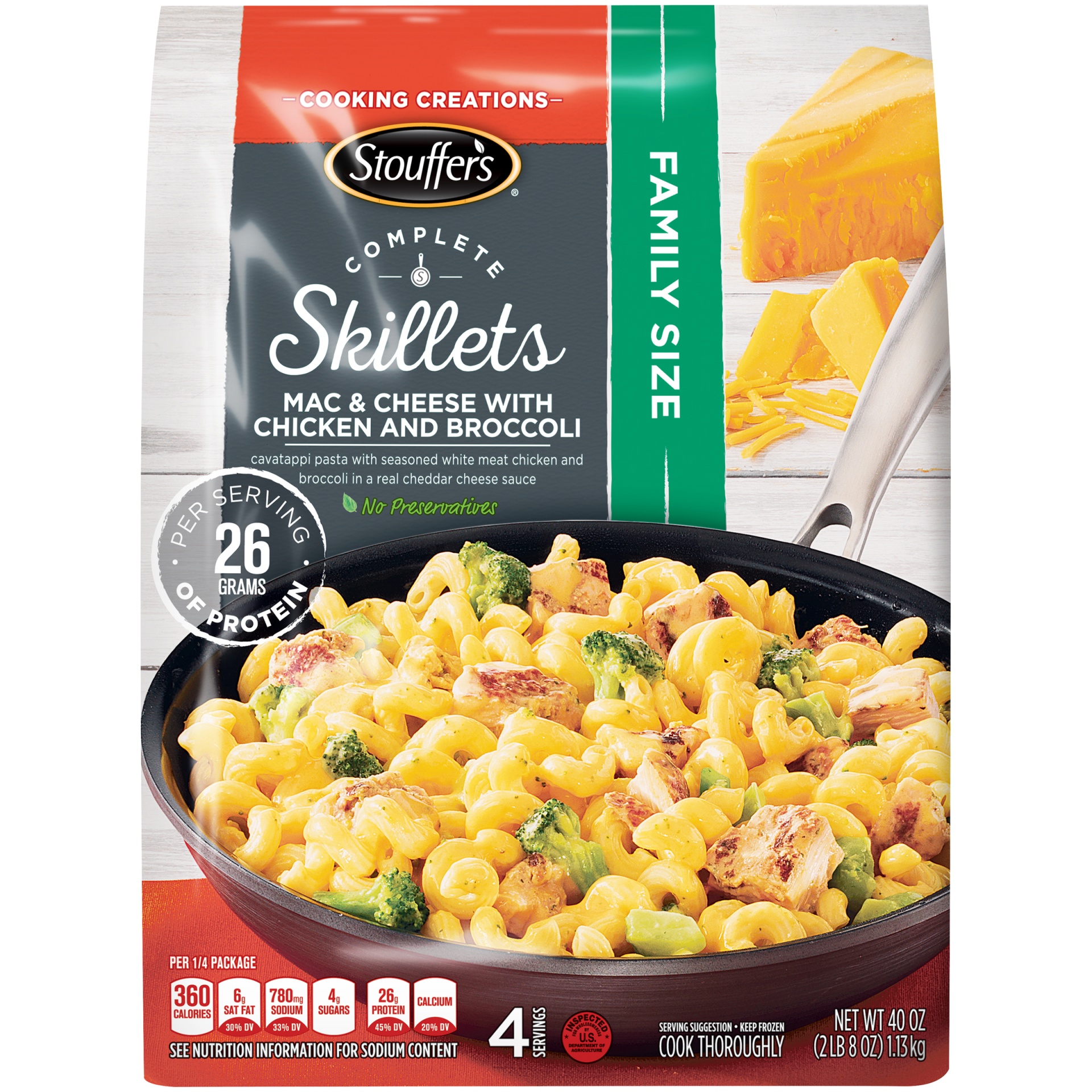 slide 2 of 10, Stouffer's Family Size Complete Skillets Mac & Cheese With Chicken And Broccoli, 40 oz