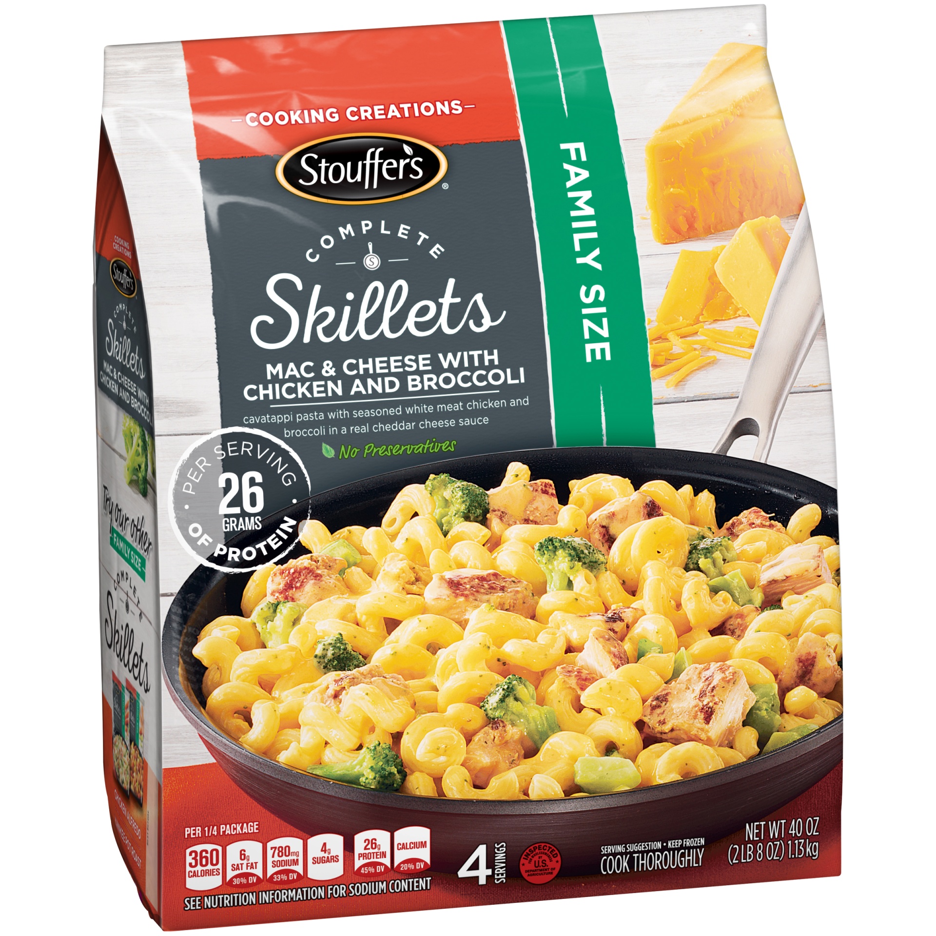 slide 3 of 10, Stouffer's Family Size Complete Skillets Mac & Cheese With Chicken And Broccoli, 40 oz