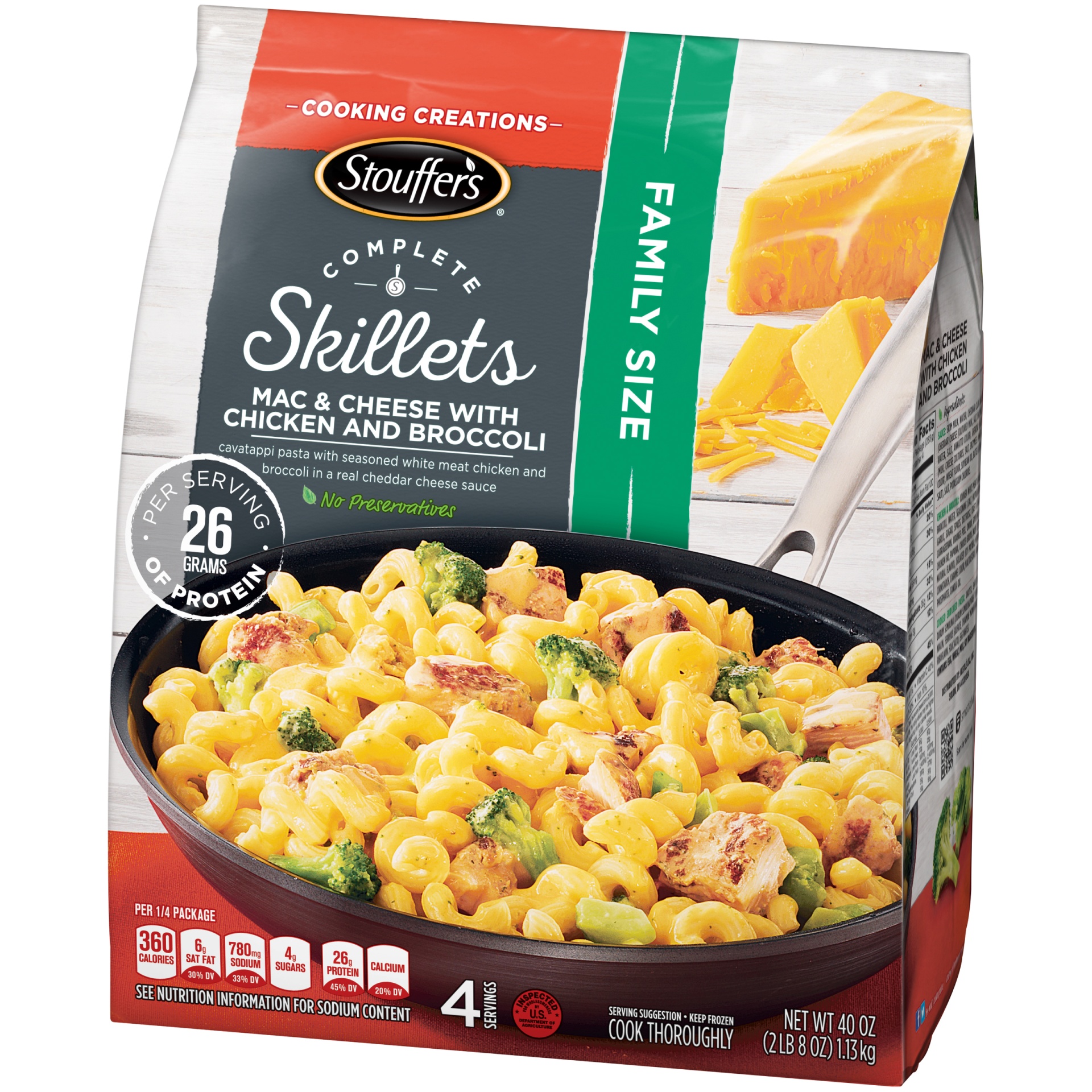 slide 4 of 10, Stouffer's Family Size Complete Skillets Mac & Cheese With Chicken And Broccoli, 40 oz