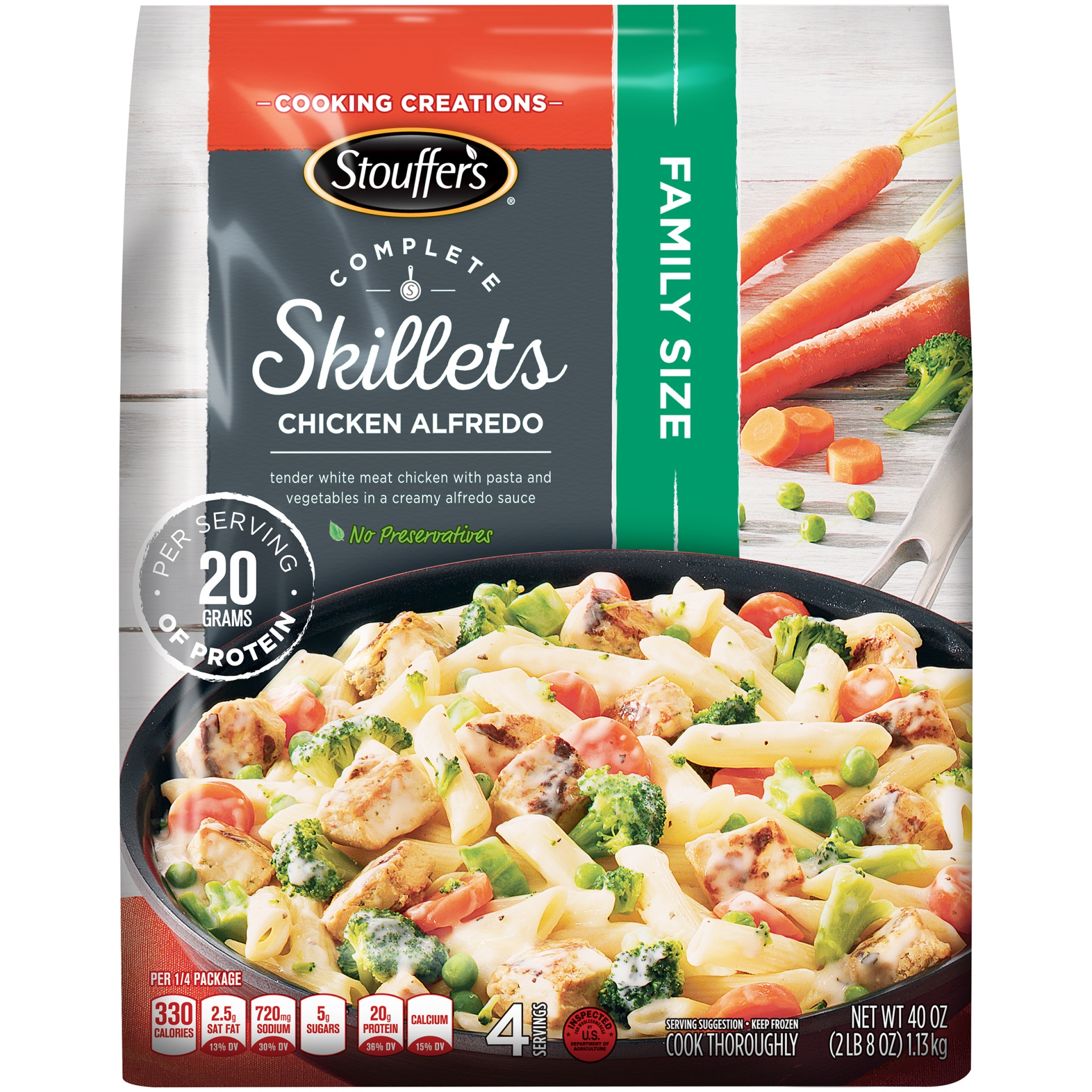 slide 2 of 10, Stouffer's Family Size Complete Skillets Chicken Alfredo, 40 oz