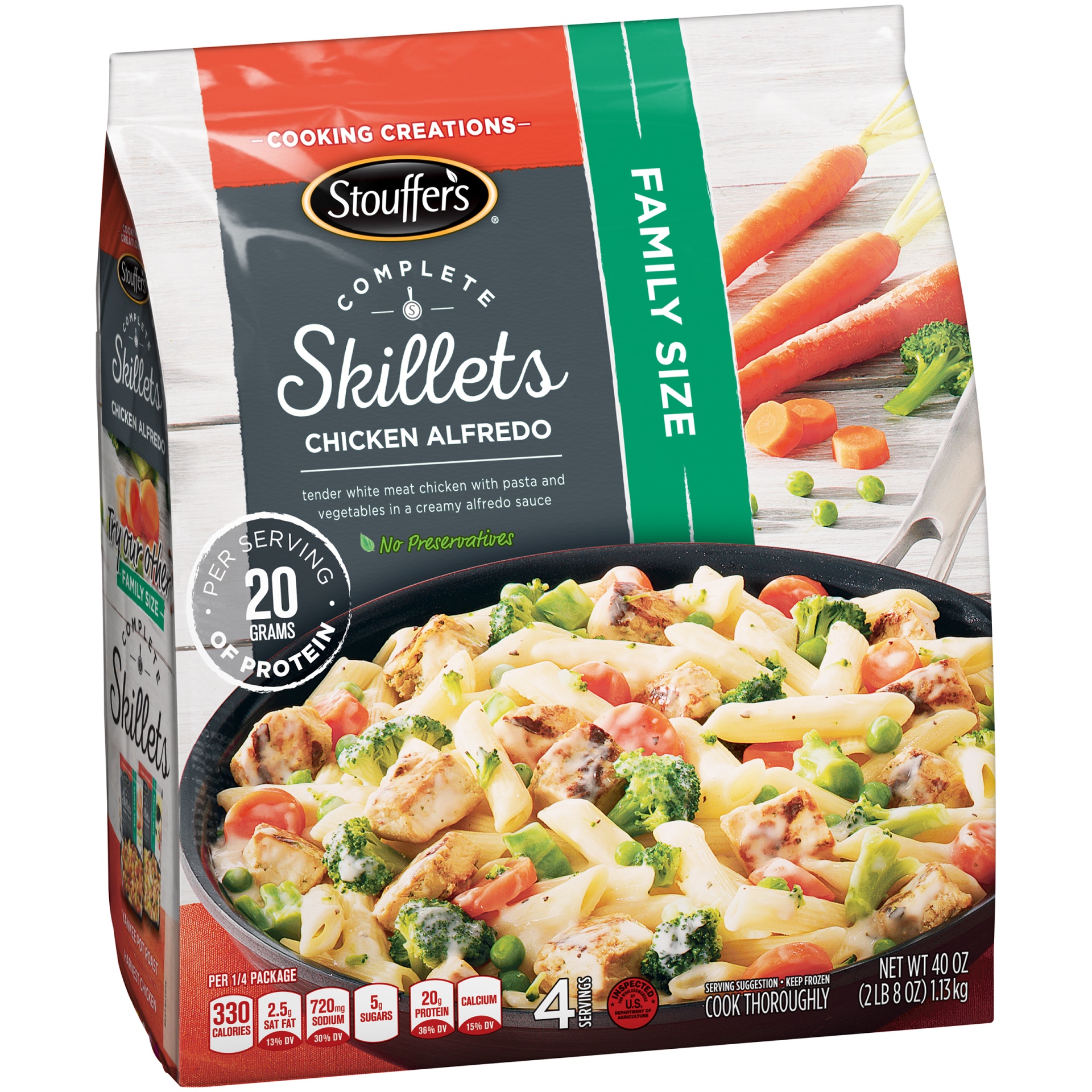 slide 9 of 10, Stouffer's Family Size Complete Skillets Chicken Alfredo, 40 oz