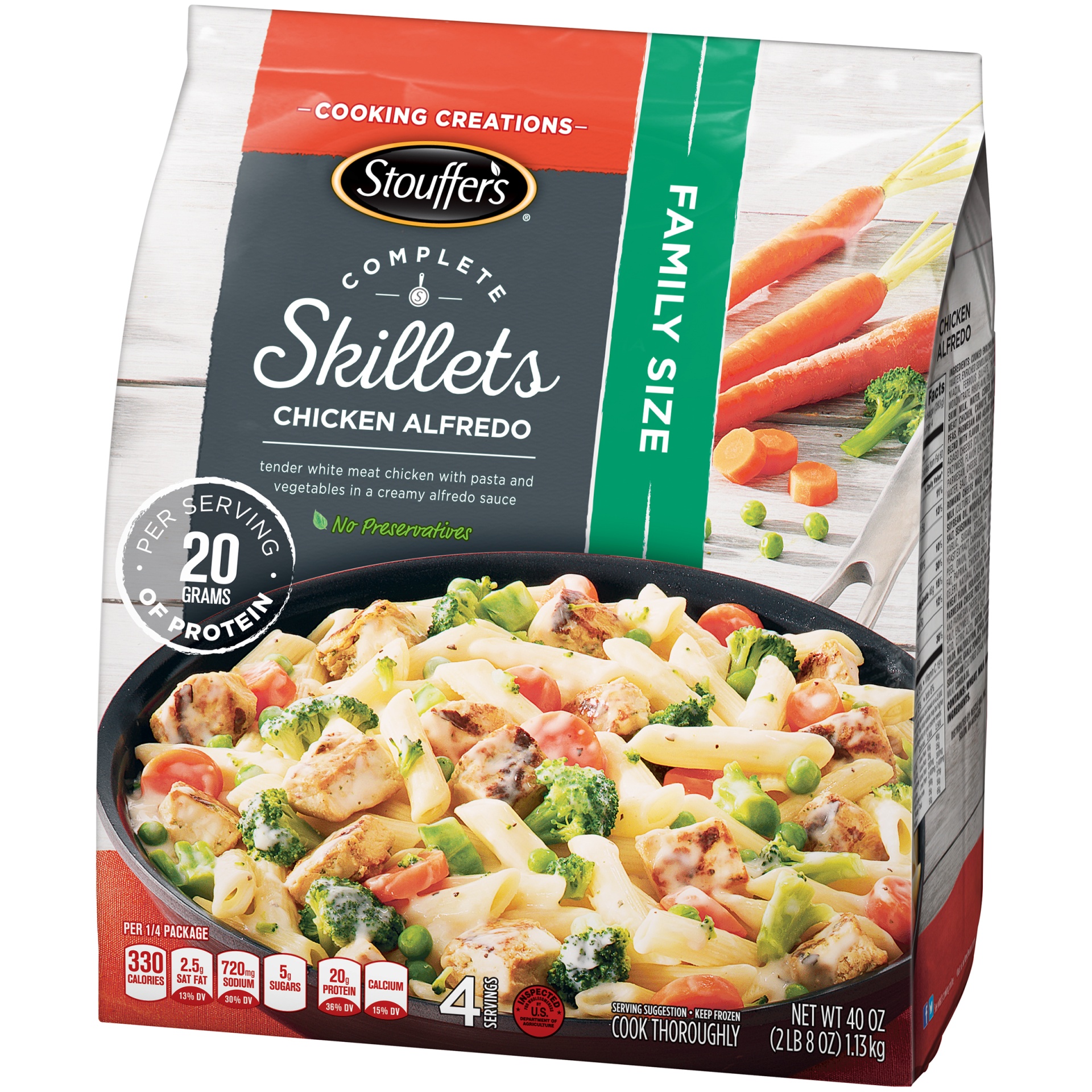 slide 7 of 10, Stouffer's Family Size Complete Skillets Chicken Alfredo, 40 oz