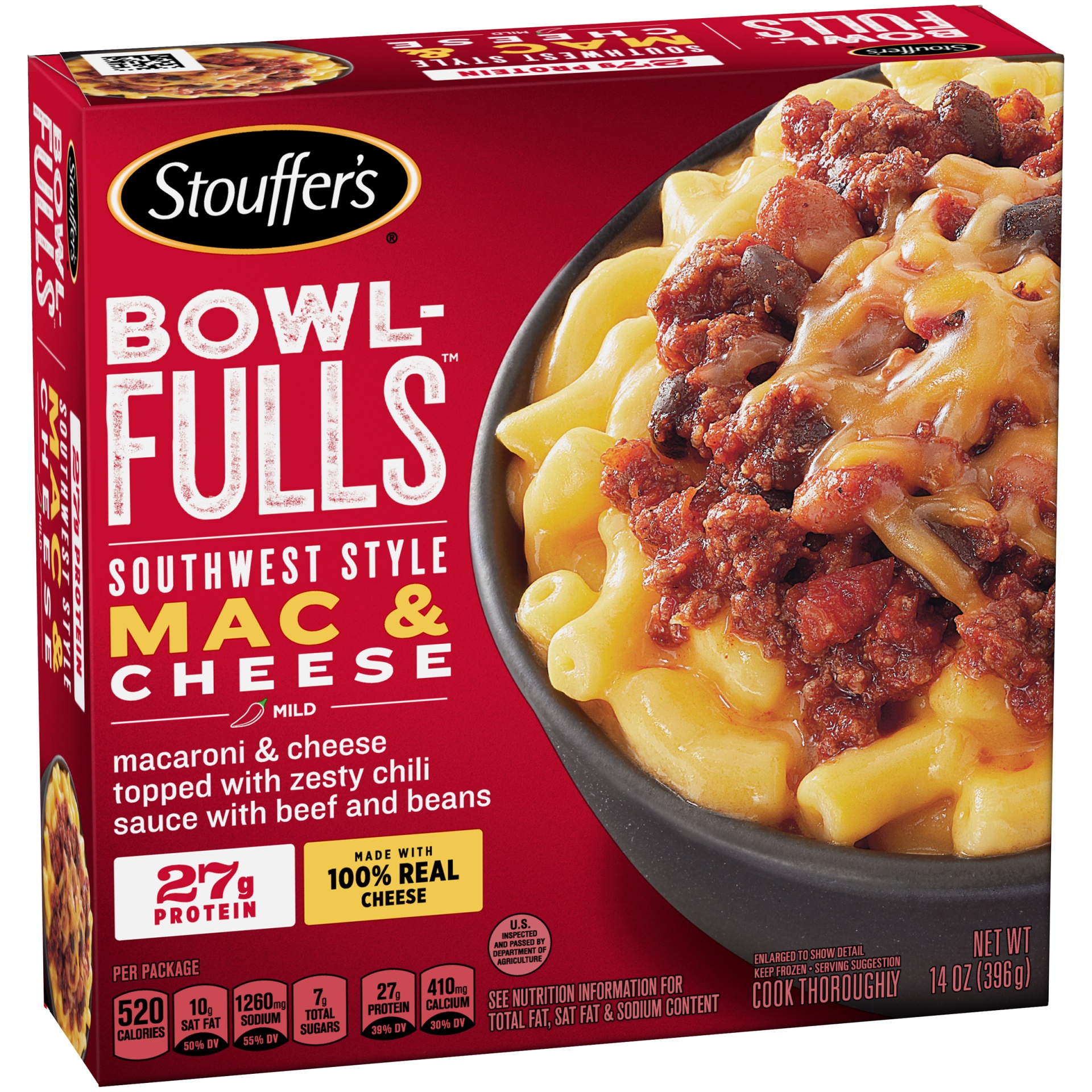 slide 3 of 6, Stouffer's MAC-FULLS Southwest Style Mac and Cheese Bowl Frozen Meal, 14 oz