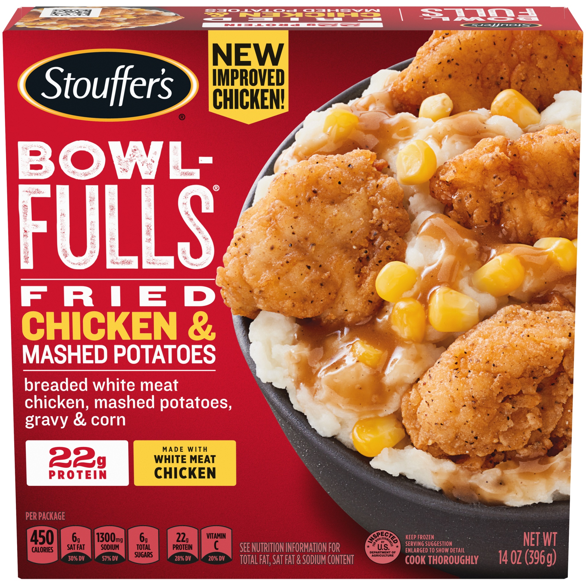 slide 2 of 6, Stouffer's Fried Chicken & Mashed Potatoes, 14 oz