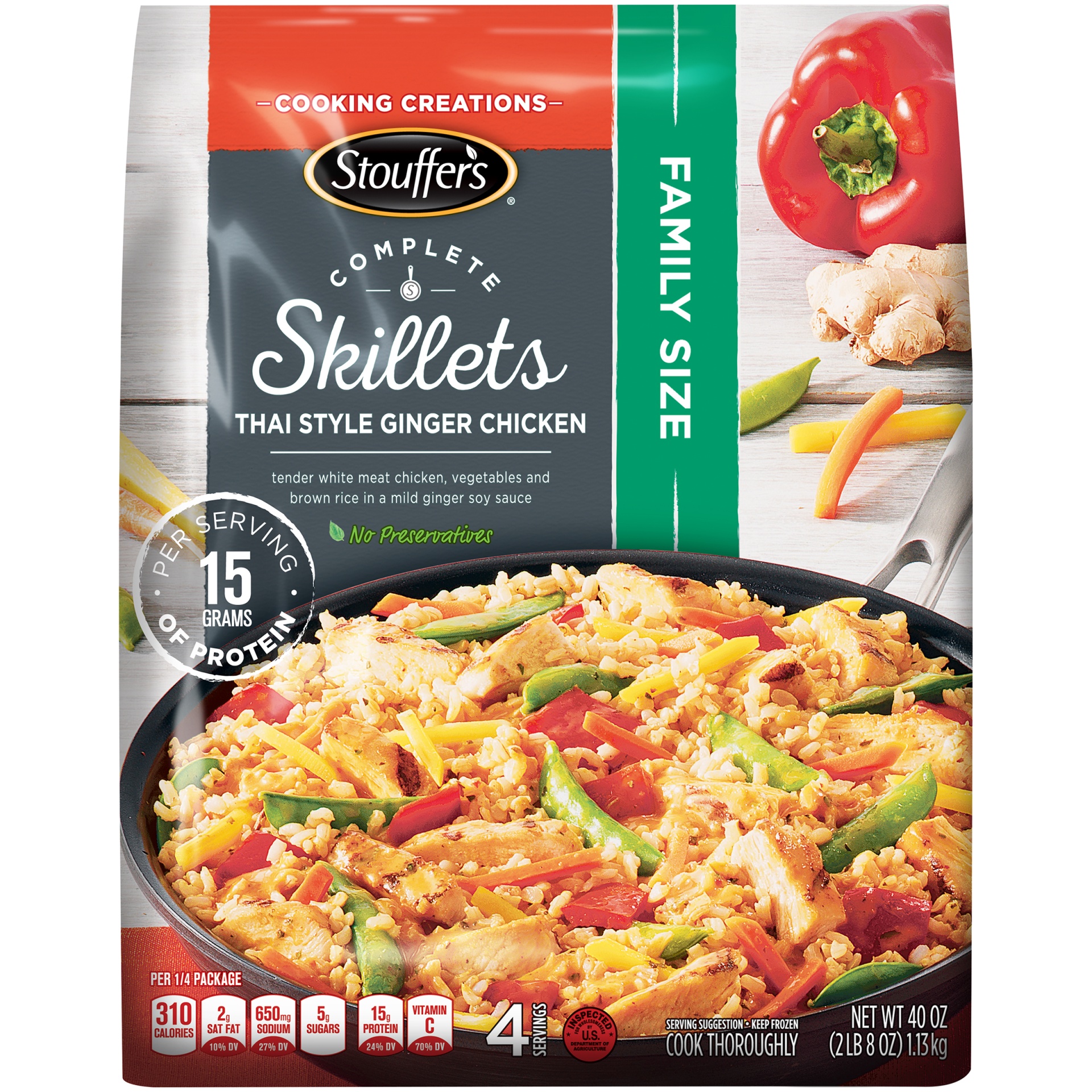 slide 3 of 10, Stouffer's Family Size Complete Skillets Thai Style Ginger Chicken, 40 oz