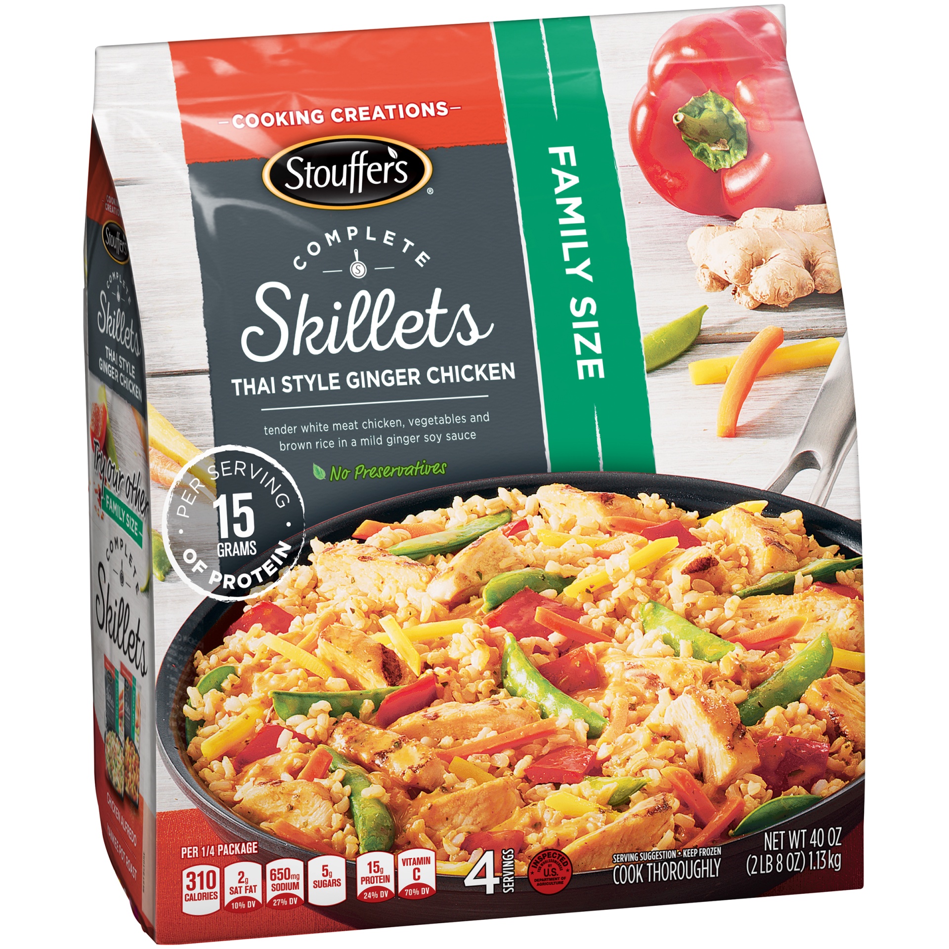 slide 10 of 10, Stouffer's Family Size Complete Skillets Thai Style Ginger Chicken, 40 oz