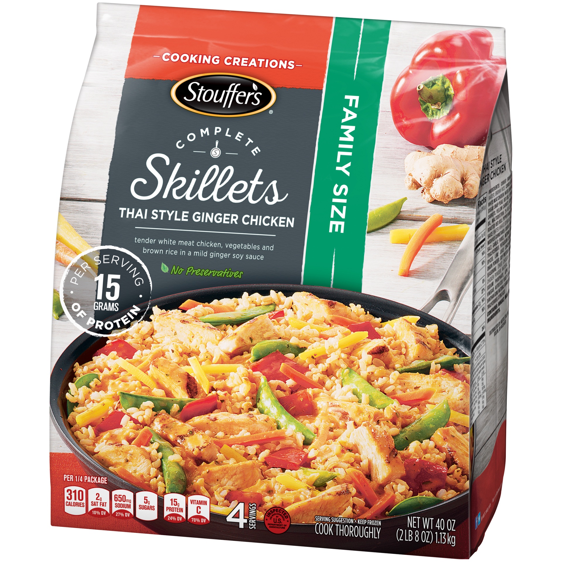 slide 2 of 10, Stouffer's Family Size Complete Skillets Thai Style Ginger Chicken, 40 oz