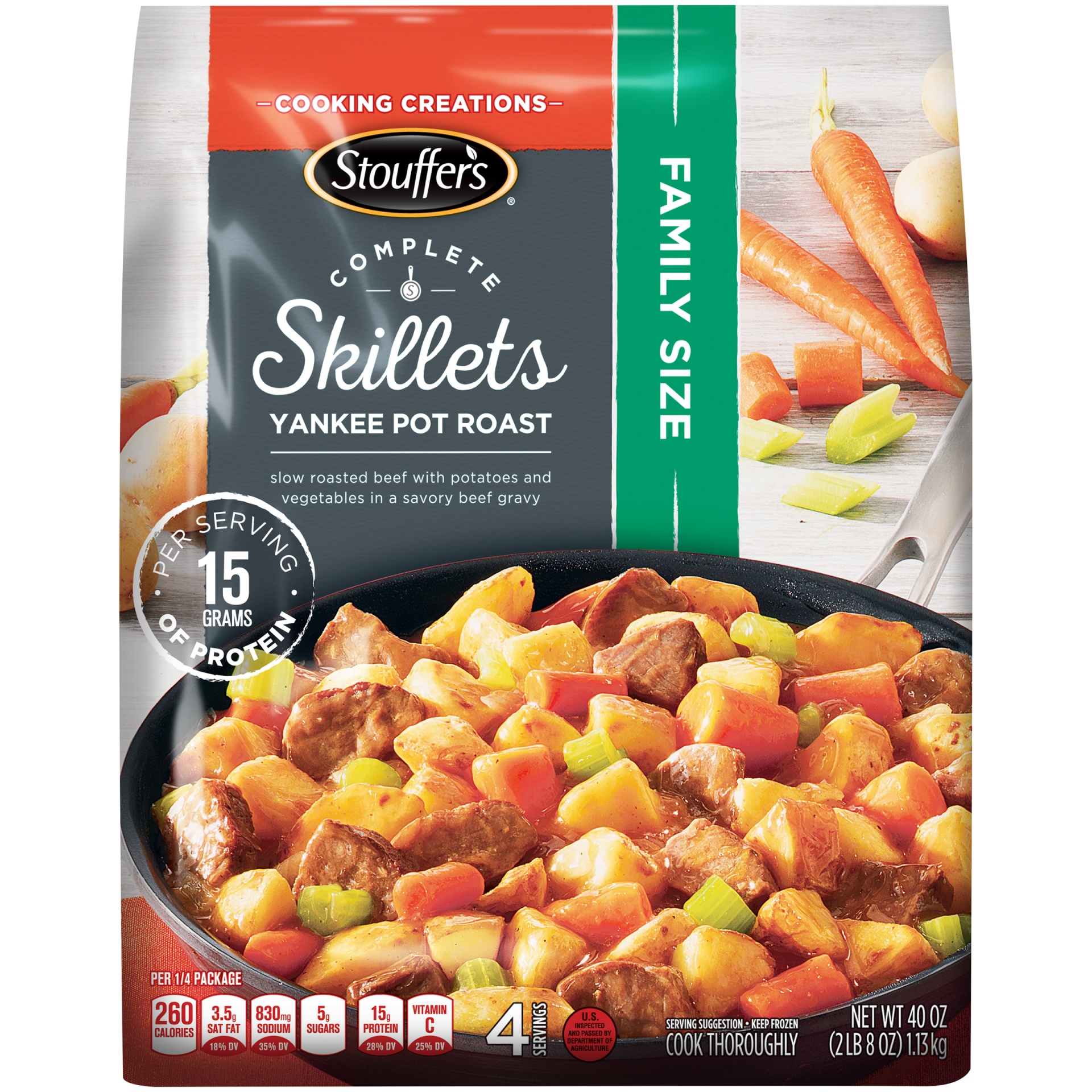 slide 4 of 10, Stouffer's Family Size Complete Skillets Yankee Pot Roast, 40 oz