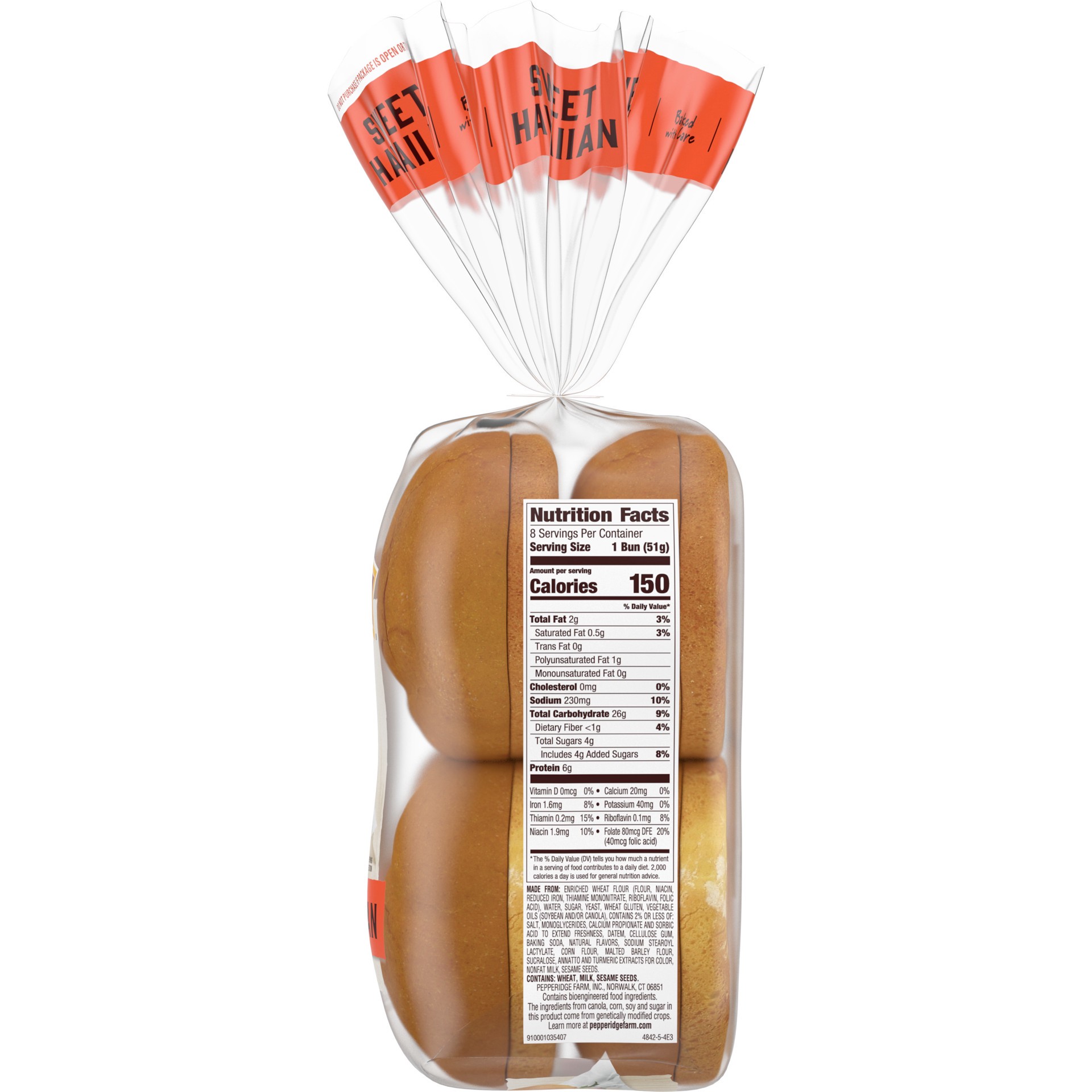 slide 3 of 5, Pepperidge Farm Sweet Hawaiian Hamburger Buns, 8-Pack Bag, 14.5 oz