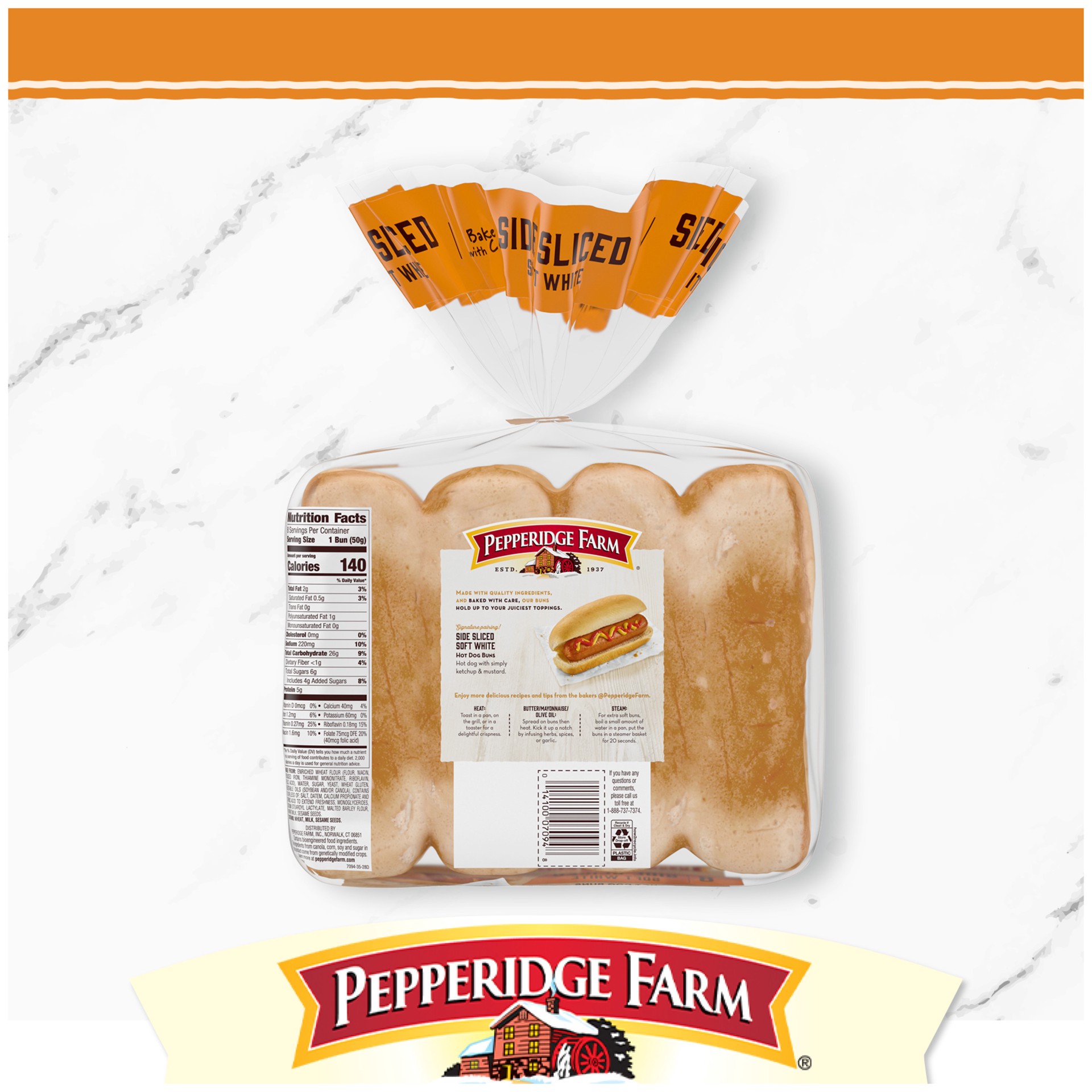 slide 5 of 5, Pepperidge Farm Side Sliced Hot Dog Buns, 14 oz