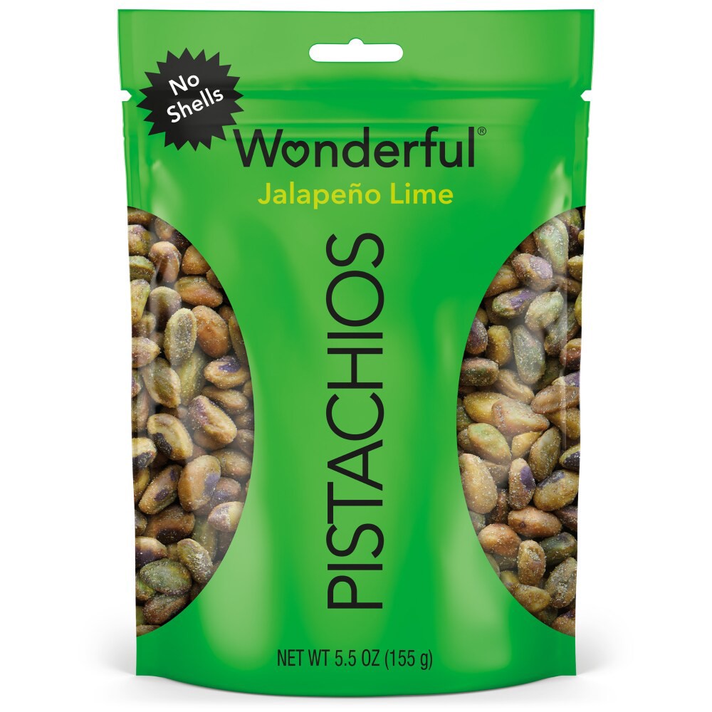 slide 2 of 6, Wonderful Pistachios, No Shells Jalapeño Lime Flavored Nuts, 5.5 Ounce Bag, 5.5 oz