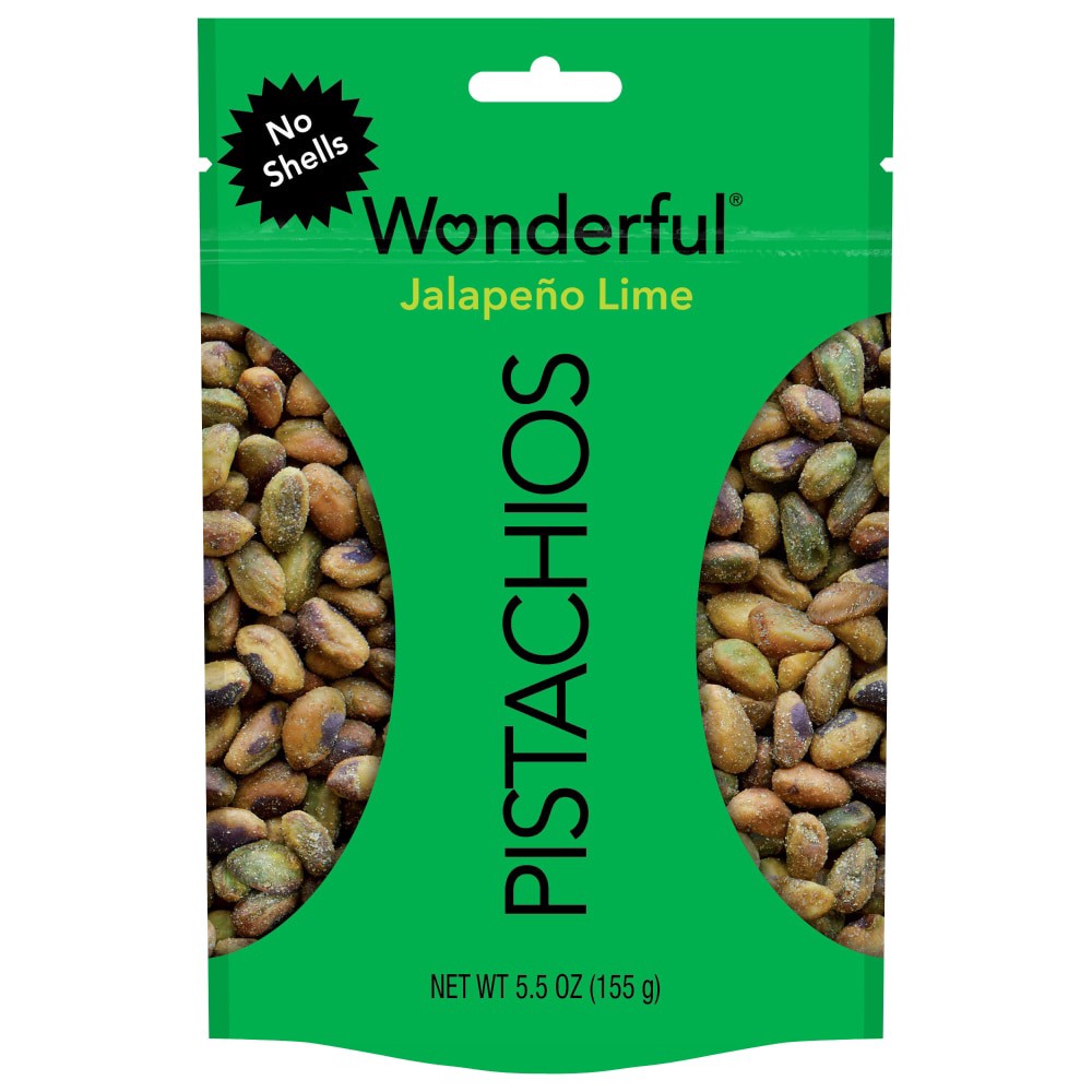 slide 3 of 6, Wonderful Pistachios, No Shells Jalapeño Lime Flavored Nuts, 5.5 Ounce Bag, 5.5 oz