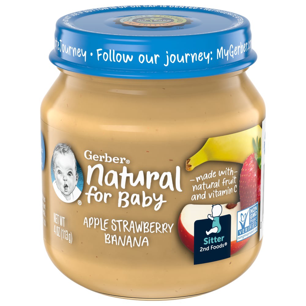 slide 3 of 5, Gerber 2nd Foods Natural for Baby Baby Food, Apple Strawberry Banana, 4 oz Jar, 4 oz