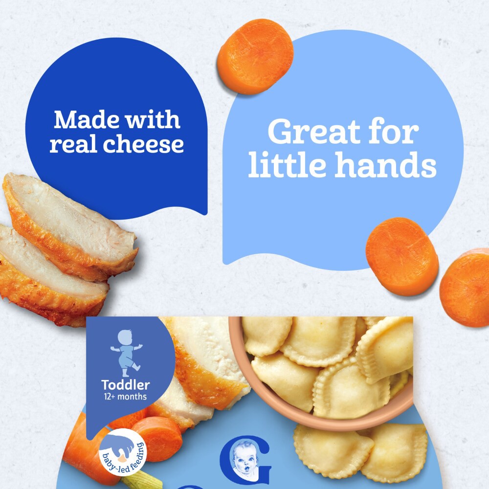slide 2 of 6, Gerber Pasta Pick-Ups, Chicken and Carrot Ravioli Packed in Chicken Broth Tray, 1 ct