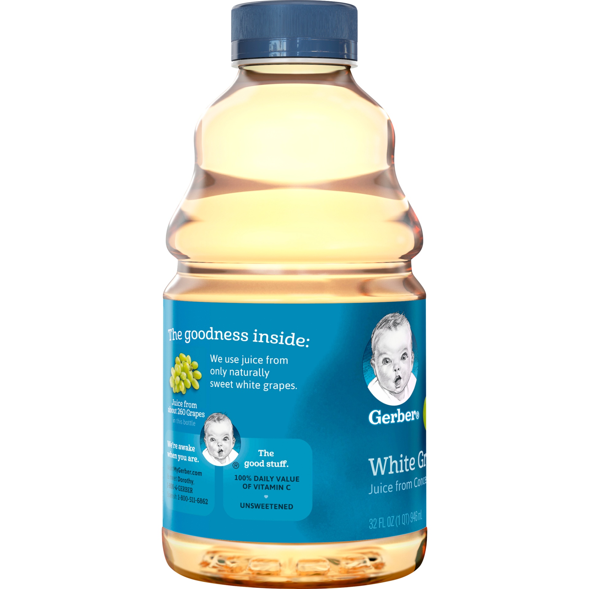 slide 5 of 7, Gerber Juice Gerber White Grape Fruit Juice, 32 fl oz Bottle, 32 fl oz