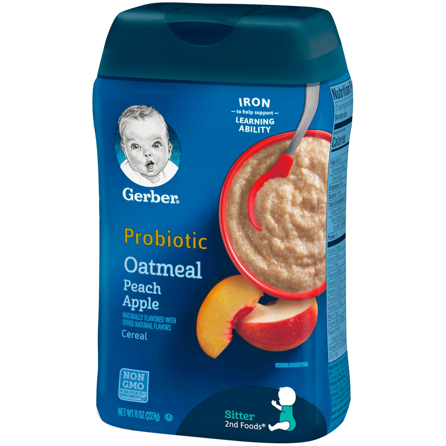 slide 3 of 8, Gerber 2nd Foods Oatmeal Peach, Apple & Carrot, 8 oz