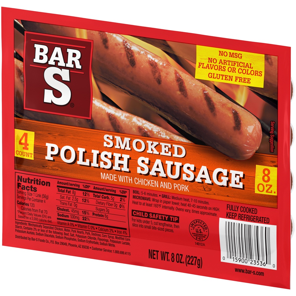 slide 2 of 7, Bar-S Skinless Polish Sausage, 8 oz