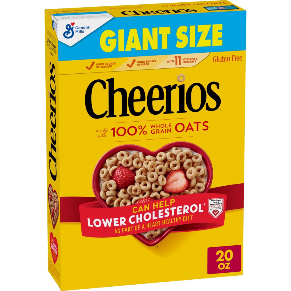 slide 5 of 6, Cheerios Cereal, Limited Edition Happy Heart Shapes, Heart Healthy Cereal with Whole Grain Oats, Giant Size, 20 oz, 20 oz