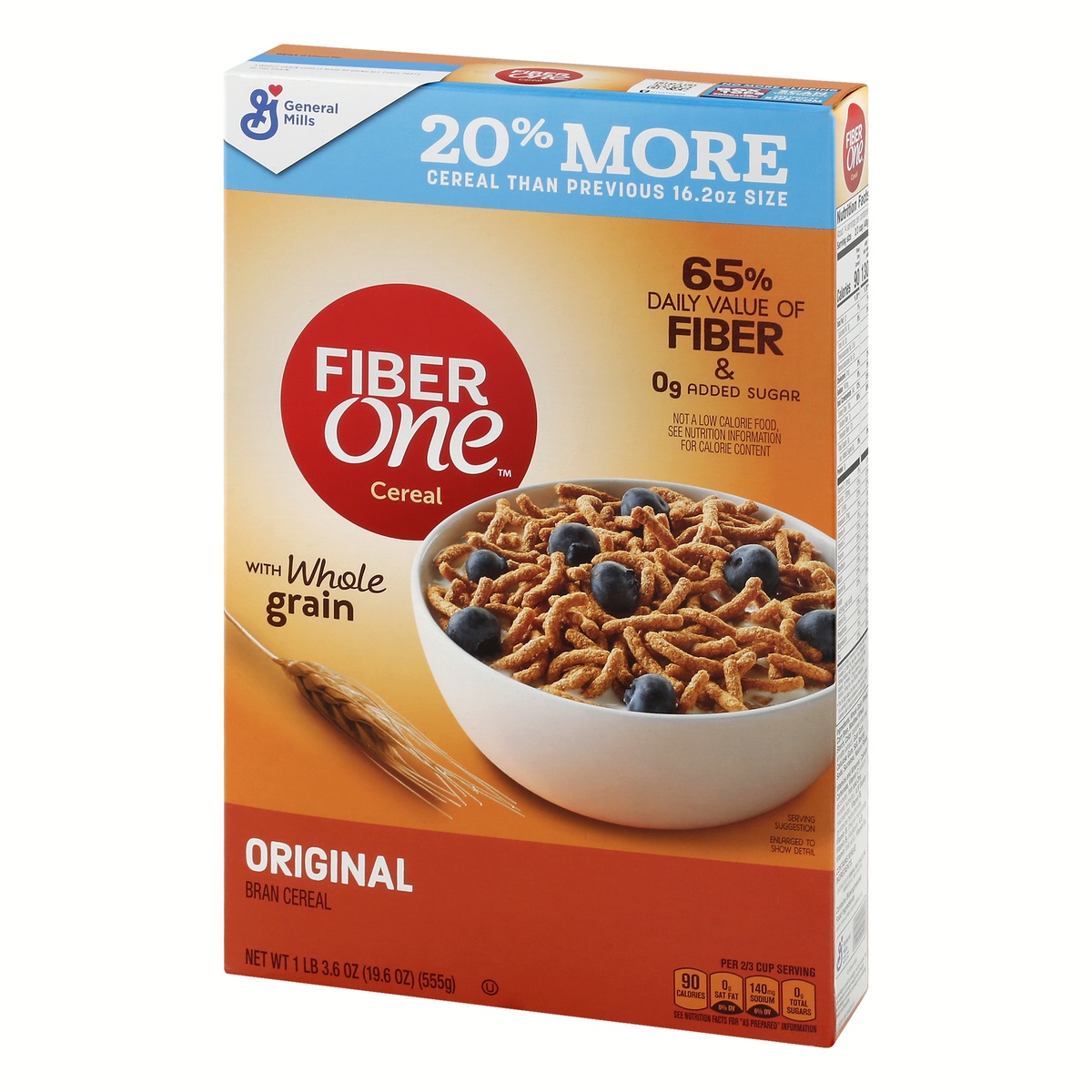 slide 6 of 10, Fiber One Cereal, Original Bran, High Fiber Cereal Made with Whole Grain, 19.6 oz, 19.6 oz