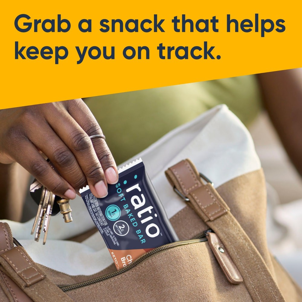 slide 4 of 6, :ratio Soft Baked Bars, Chocolate Brownie, 1g Sugar, Keto Friendly, 5.34 OZ (6 Bars), 6 ct