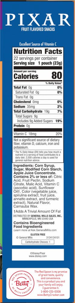 slide 5 of 5, Betty Crocker Disney Pixar Fruit Flavored Snacks, Treat Pouches, Gluten Free Snack, Value Pack, 22 Ct, 17.6 oz, 22 ct