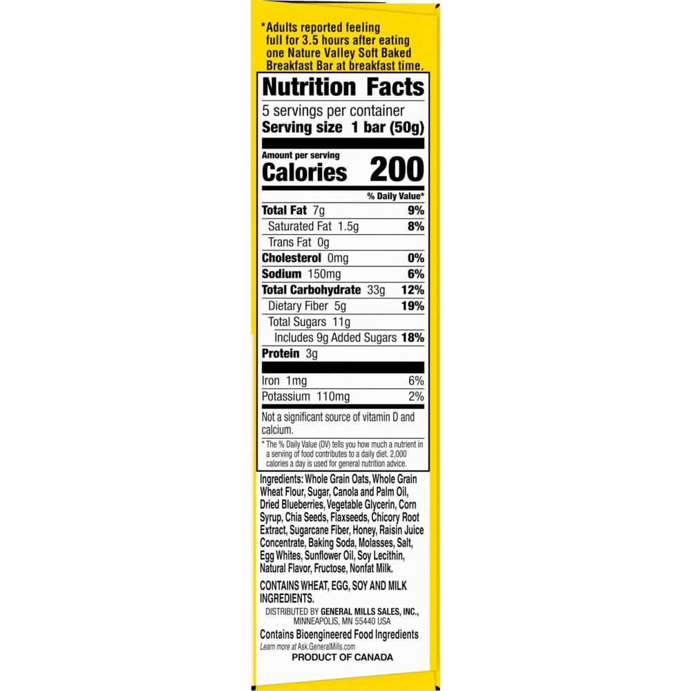 slide 3 of 6, Nature Valley Soft Baked Breakfast Bars, Blueberry Oat, Morning Snacks, 5 Bars, 8.85 oz, 5 ct