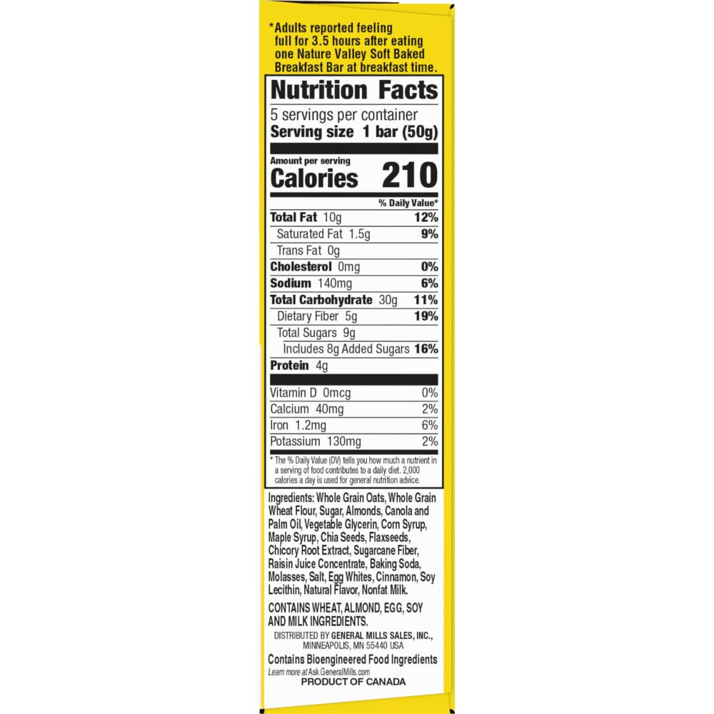 slide 2 of 6, Nature Valley Soft Baked Breakfast Bars, Almond Oat, Morning Snacks, 5 Bars, 8.85 oz, 5 ct