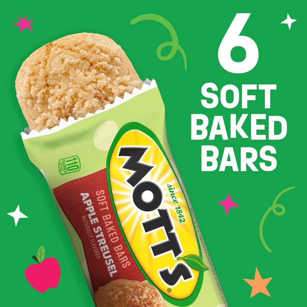 slide 2 of 6, Mott's Soft Baked Bars, Apple Streusel, Made With Applesauce, 6 Count, 5.76 oz, 6 ct