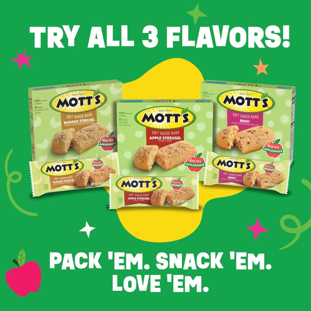 slide 5 of 6, Mott's Soft Baked Bars, Banana Streusel, Made With Applesauce, 6 Count, 5.76 oz, 6 ct