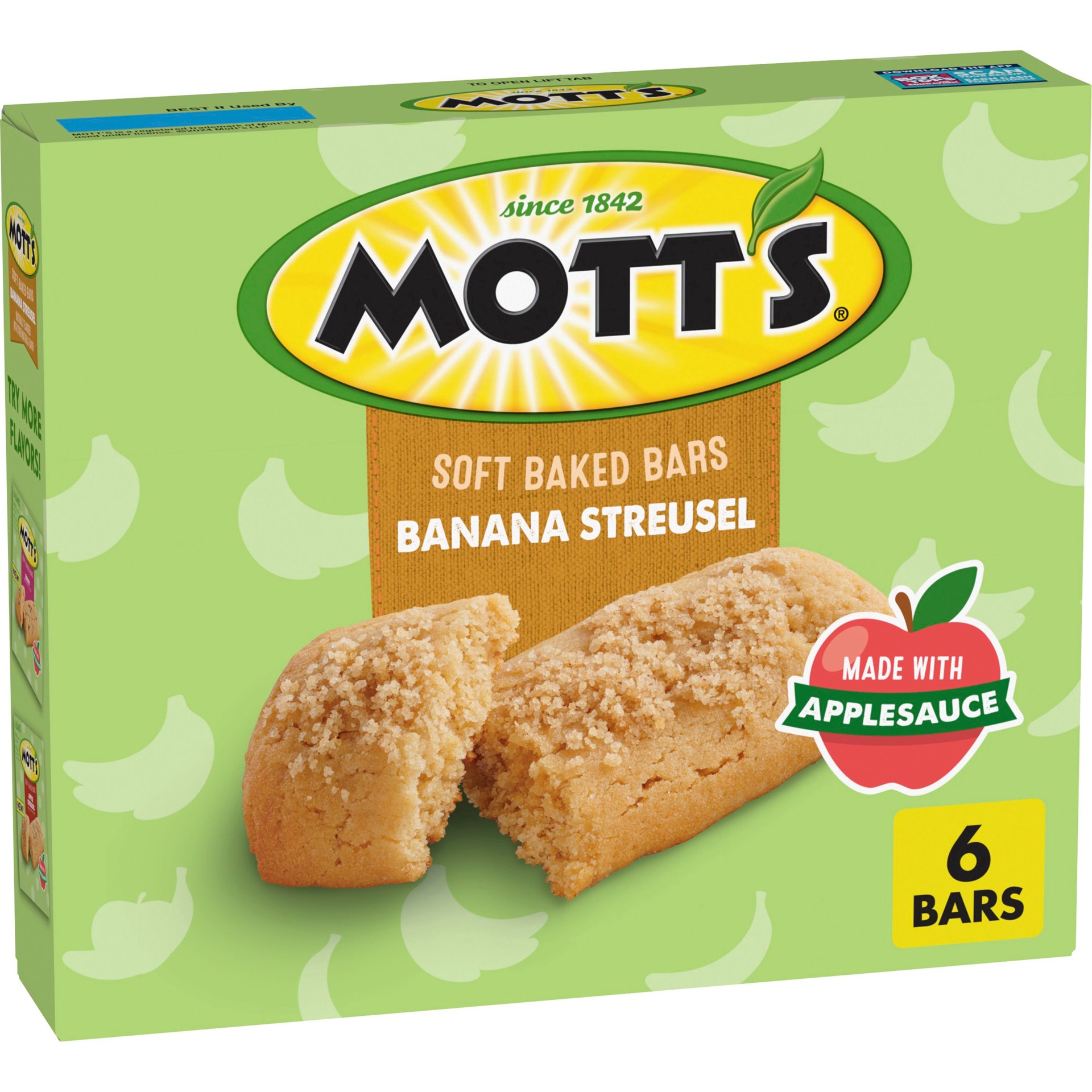 slide 3 of 5, Mott's Soft Baked Bars, Banana Streusel, Made With Applesauce, 6 Count, 5.76 oz, 6 ct