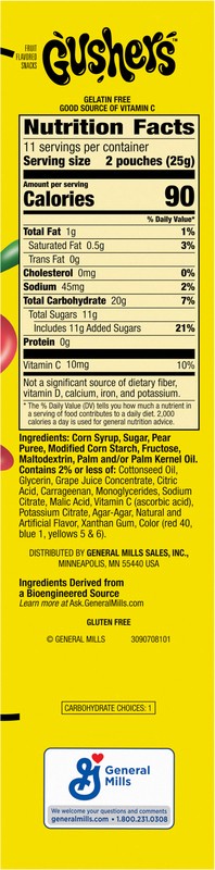 slide 5 of 5, General Mills Gushers Fruit Flavored Snacks, Tropical, 22-0.44 Oz Pouches, 9.68 oz