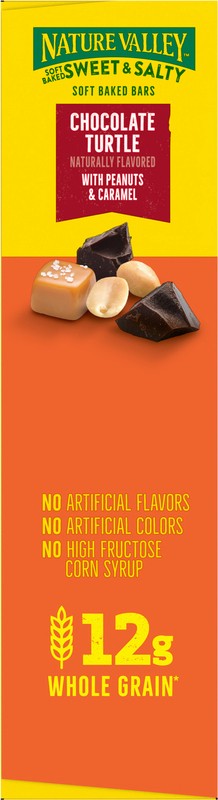 slide 3 of 5, Nature Valley Soft Baked Sweet and Salty Bars, Chocolate Turtle, Made with Whole Grain, 5 Bars, 6.2 oz, 5 ct