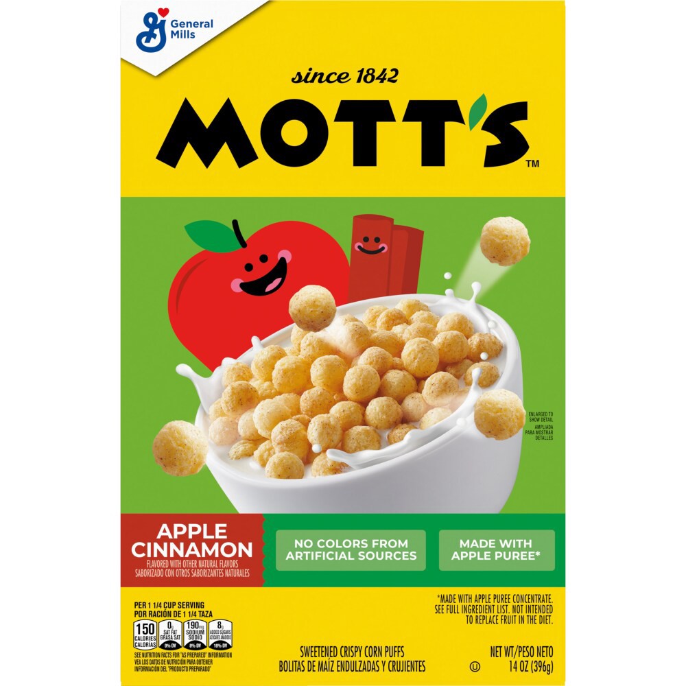 slide 4 of 6, General Mills Mott's Apple Cinnamon Cereal, 14.000 oz