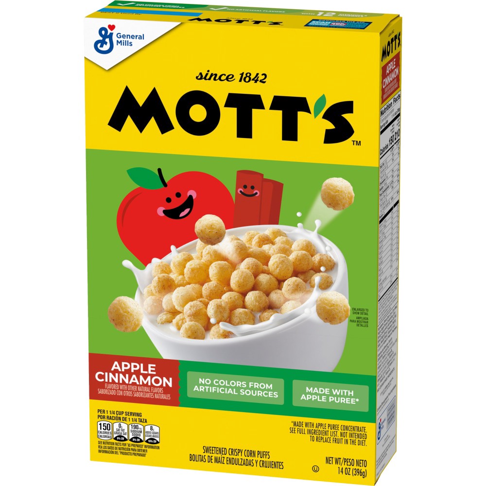 slide 5 of 6, General Mills Mott's Apple Cinnamon Cereal, 14.000 oz