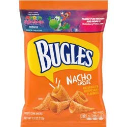 Bugles Nacho Cheese Crispy Corn Snacks, Snack Bag, 7.5 oz